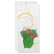 Yorkie Puppy Christmas Bag with Holly Rack Card rack cards
