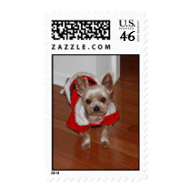 yorkie santa postage stamp