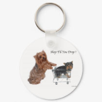 Yorkie Shop Til You Drop keychains