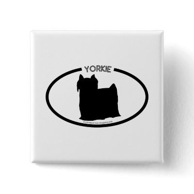 Yorkie Silhouette Black Button by dogsilhouettes