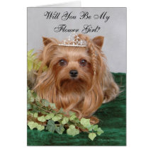 Yorkie, Will You Be My Flower Girl? Greeting Card