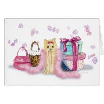 Yorkie Yorkshire Terrier with Feather Boa Cards