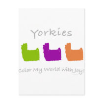 Yorkies Color My World postcards by DogArtDesign Yorkies Color My World postcards