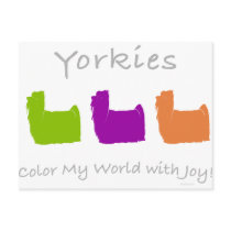 Yorkies Color My World postcards by DogArtDesign Yorkies Color My World postcards