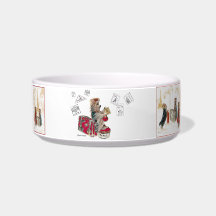 Yorkies in Paris Eiffel Tower Pet Water Bowl