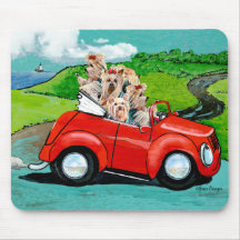 Yorkies in Red Convertible Mousepad