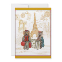 Yorkies Travel Eiffel Tower Paris Invite