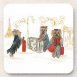 Yorkies Travelling Paris Drink Coasters