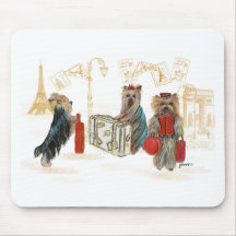 Yorkies Travelling Paris Gifts for the Family Mouse Mat