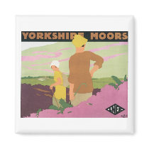 Yorkshire Moors Vintage Travel Poster Magnet