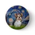 Yorkshire Terrier (Biewer) - Starry Night buttons by masterpiecedogs Yorkshire Terrier (Biewer) - Starry Night buttons
