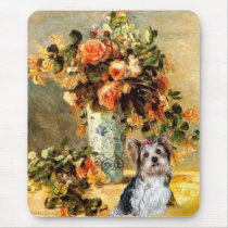 Yorkshire Terrier (Biewer) -Vase of Flowers mousepads by masterpiecedogs Yorkshire Terrier (Biewer) -Vase of Flowers mousepads