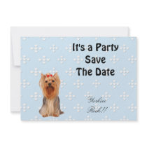 Yorkshire Terrier - Blue w/ White Diamond Design Custom Announcements