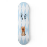 Yorkshire Terrier - Blue w/ White Diamond Design Skateboard