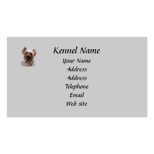 Yorkshire Terrier Breeder Business Card (back side)