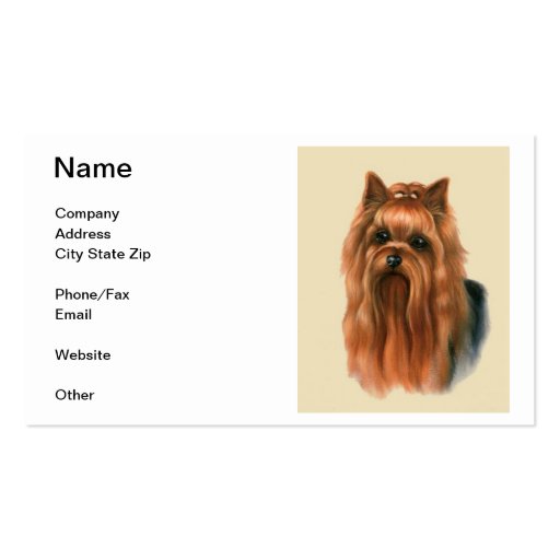 Yorkshire Terrier Business Card (front side)