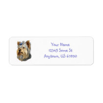Yorkshire Terrier Bust Blue Bow Labels labels