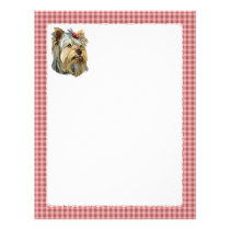 Yorkshire Terrier Bust Red Bow letterhead