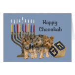 Yorkshire Terrier Chanukah Card Menorah Dreidel