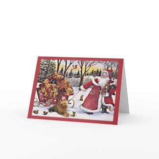 Yorkshire Terrier Christmas Card Santa Bears In Sl card