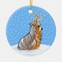 Yorkshire Terrier Christmas Reindeer Ornament ornaments