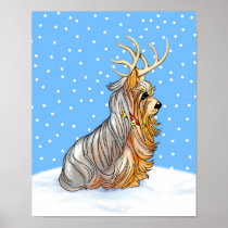 Yorkshire Terrier Christmas Reindeer posters