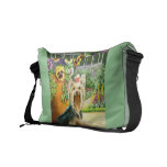 Yorkshire Terrier & Gazebo with Pansies rickshaw messenger bags