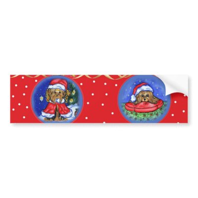 Yorkshire Terrier Holiday Bumper Stickers by Art_by_Joanne