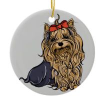 Yorkshire Terrier Illustrated Ornament ornaments