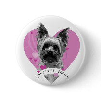 Yorkshire Terrier Love Heart buttons by DogArtDesign Yorkshire Terrier Love Heart buttons