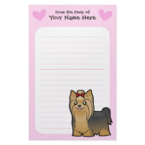 Yorkshire Terrier Love (long hair with bow) Personalized Stationery