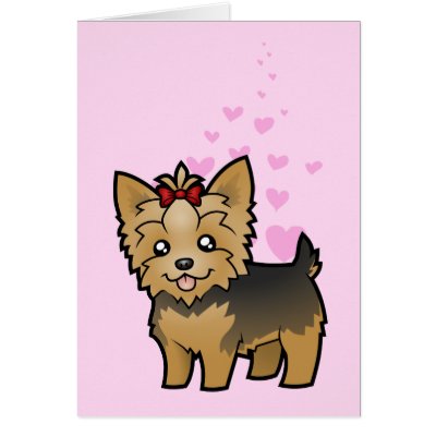 short hair pictures. Yorkshire Terrier Love (short hair with bow) Cards by CartoonizeMyPet