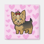 Yorkshire Terrier Love (short hair with bow) Fridge Magnets