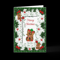 Yorkshire Terrier Merry Christmas Holiday Card
