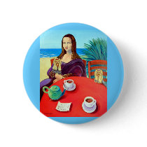 Yorkshire Terrier Mona Lisa buttons by Dogartist Yorkshire Terrier Mona Lisa buttons