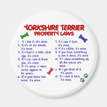 YORKSHIRE TERRIER Property Laws 2 Yorkie Magnets