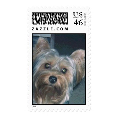 YORKSHIRE TERRIER PUPPY POSTAGE STAMP by GYPZYGAL