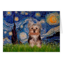 Yorkshire Terrier Puppy - Starry Night Card