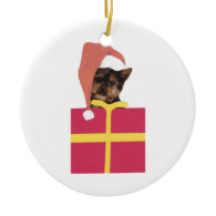 Yorkshire Terrier Santa Hat Ornament