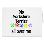 Yorkshire Terrier Walks Design Greeting Cards