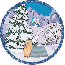 Yorkshire terrier winter photo sculptures