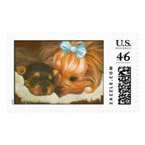 Yorkshire Terrier with Puppy postage stamps