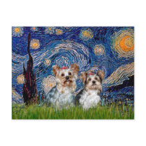 Yorkshire Terriers (13 and 15) - Starry Night postcards