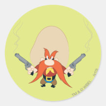 Yosemite Sam Back Off Round Stickers