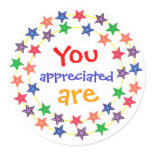 You are appreciated, stickers, with colorful stars stickers