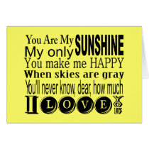 You Are My Sunshine Apparel and Gifts cards