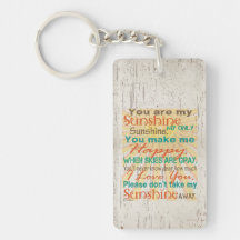 You are my Sunshine Orange/Teal/Cream Rectangle Acrylic Key Chains