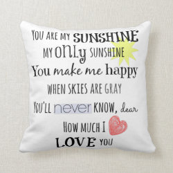 You are my Sunshine Word Art Typography Pillow