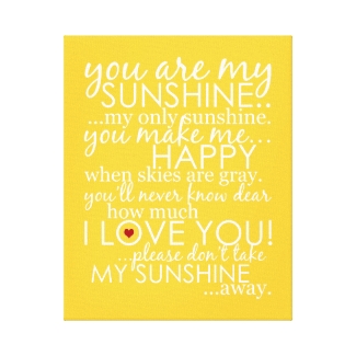 You Are My Sunshine - Yellow - Wrapped Canvas