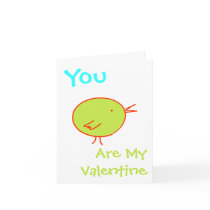 You Are My Valentine Green Bird Card